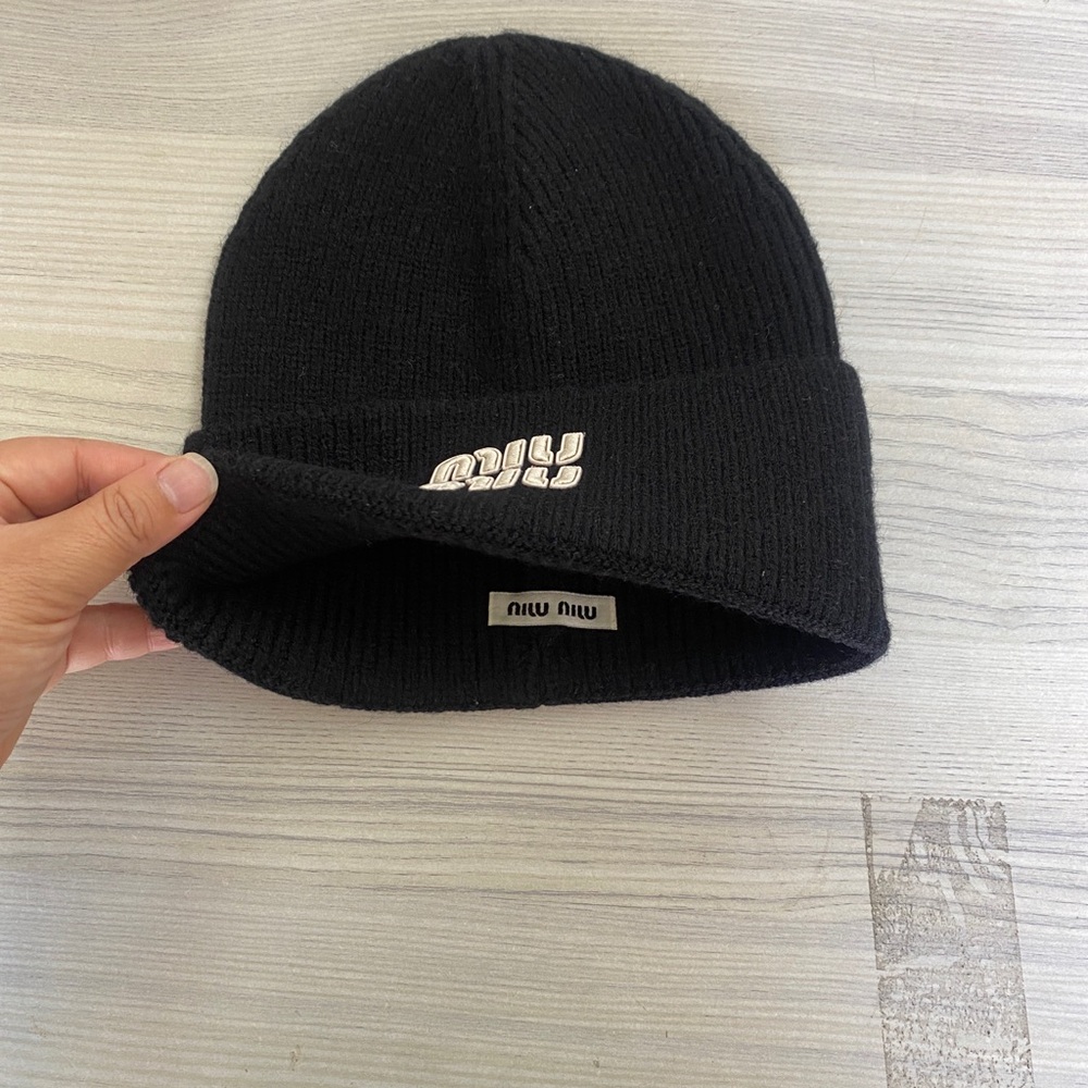Miu Miu Black Knit Beanie